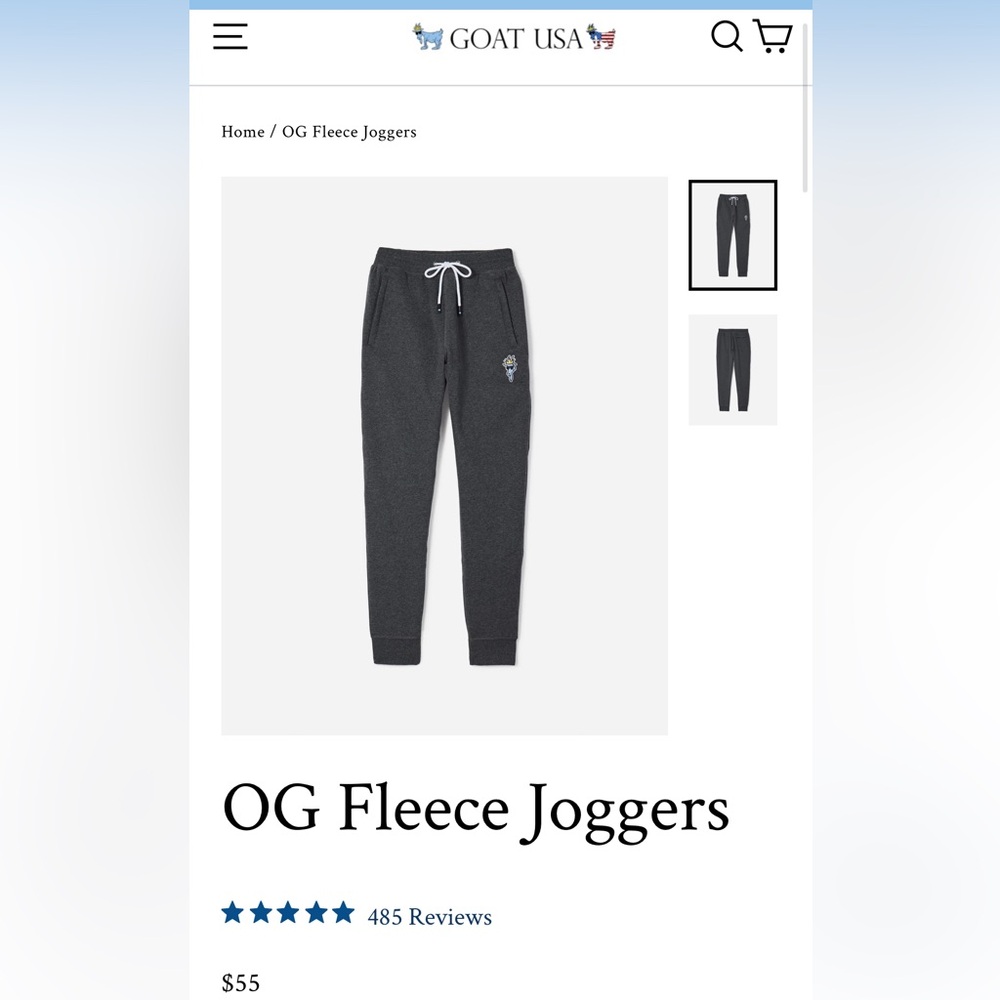 GOAT USA Gray Fleece Joggers